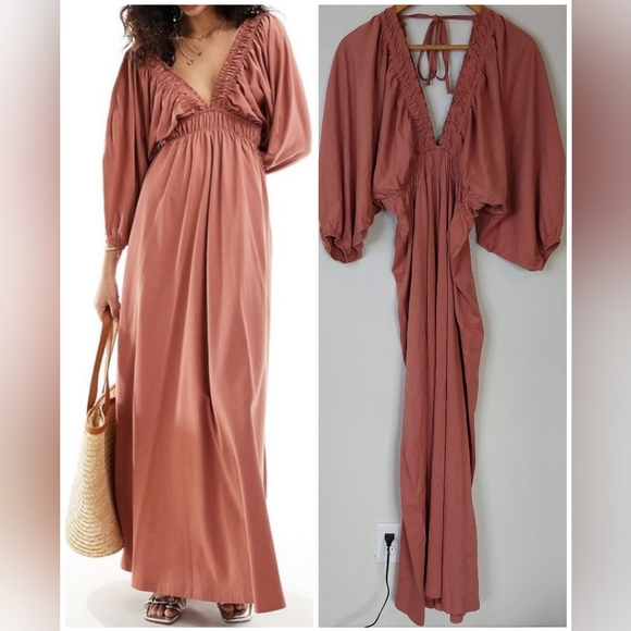 ASOS Dresses & Skirts - ASOS‎ DESIGN Plunge Elastic Ruched Waist Midi Dress Size 12